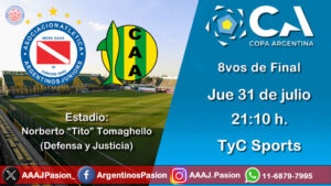 Argentinos Juniors vs Aldosivi, Copa Argentina, Octavos de Final